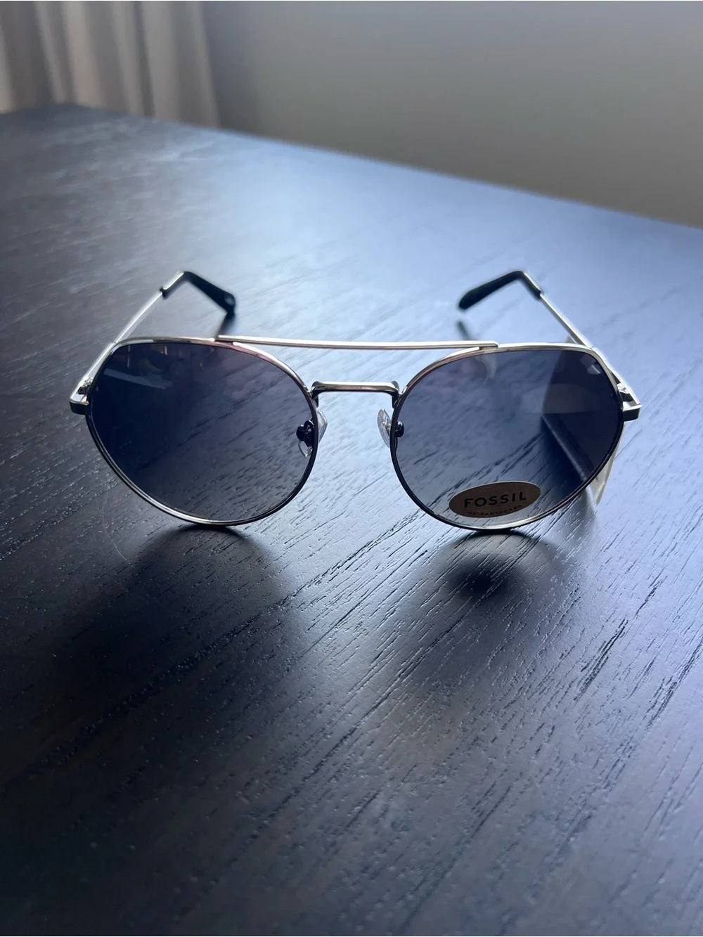 Fossil 56mm Women’s Aviator Sunglasses with Silver Frame